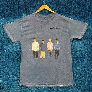 Weezer Blue Mineral Wash Self Titled Album Rock Band T-Shirt Size L
